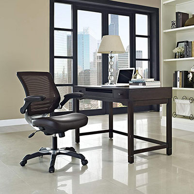 Modway-Edge-Mesh-Back-and-Brown-Vinyl-Seat-Office-Chair-at-the-office