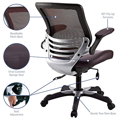 Modway-Edge-Mesh-Back-and-Brown-Vinyl-Seat-Office-Chair-features