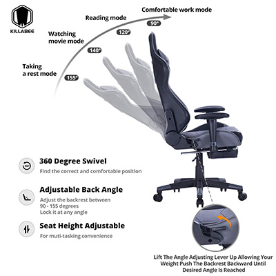 KILLABEE-Big-and-Tall-Gaming-Chair-&-Office-Chair-adjustments