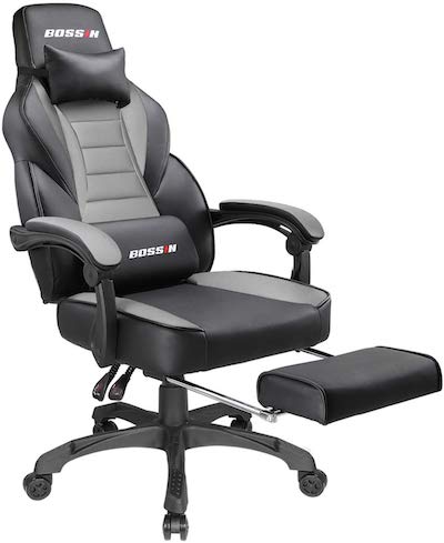 12-BOSSIN Gaming Chair Office Computer Desk Chair with Footrest and Headrest