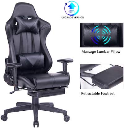 14-Blue Whale Gaming Chair PC Computer Chair with Footrest