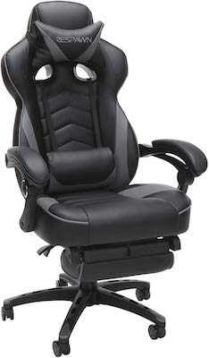 8-RESPAWN 110 Racing Style Gaming Chair, Reclining Ergonomic Leather Chair with Footrest