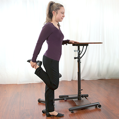 Standing Desk Quadriceps Stretch